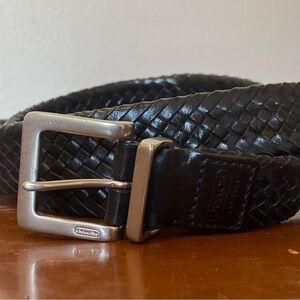 Coach Black Woven Leather Belt
